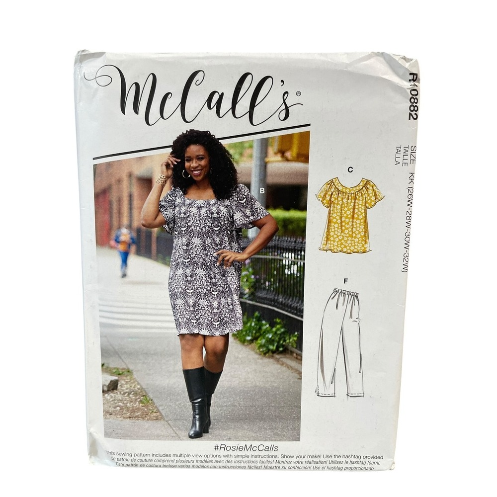 McCall's R10882 Women's Dress Top Shorts Capri Pants Size 26W-32W